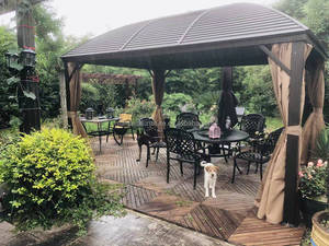 Gazebo de Aluminio Resistente con Techo Doble Metálico, Impermeable, Ecológico, Muebles de Exterior, Diseño Mid-Century, para Patio de Hotel, con Cierre - Product Image 5