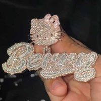 Kalung Perak 925 Berhias Berlian Asli dengan Liontin Huruf Kustom Gaya Hiphop untuk Pria, Hadiah untuk Rapper