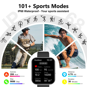 Montre connectée ultra-fine incurvée de 1,85 pouces, corps de 6,9 mm, mesure de l'oxygène sanguin, fréquence cardiaque, écran AMOLED - Product Image 4