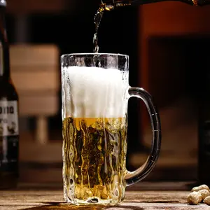 Toptan ucuz fiyat Bark desen ağaç tahıl viski açık bira bardağı bira kulplu bardak