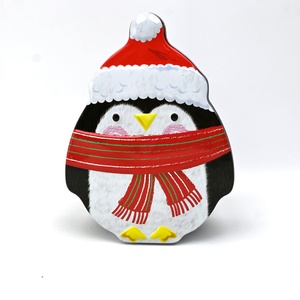 <b>Christmas</b> Penguin Shaped Tinplate <b>Box</b> with UV Coating and Custom Logo Santa Hat Scarf Print Cookie Candy Gift for Xmas Present - Product Image 2