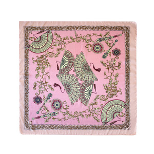 Sciarpa Vintage in seta satinata 90x90cm quadrati leggeri per <span class=keywords><strong>capelli</strong></span> lunghi da donna con motivo personalizzato a molla stile lettera quadrata stampata - Product Image 5