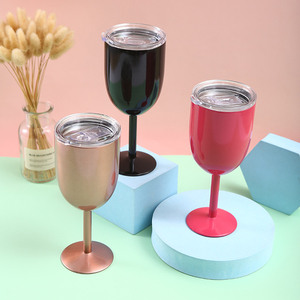 12オンス二重壁壊れない18/8ステンレス鋼ワイングラスステムワインゴブレット、防滴蓋付き - Product Image 3