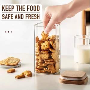 Recipientes de Vidrio Transparente para Almacenamiento de Alimentos, Aptos para Microondas, Herméticos, con Tapas de Bambú, Juego de Recipientes para Cocina, para Pasta, Harina, Cereales - Product Image 5