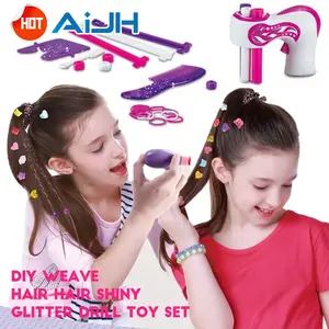 AiJH - Filtro de cabelo com ferramenta de trança, trança de tricô DIY, brinquedo de perfuração para maquiagem e glitter brilhante, ideal para trança de cabelo