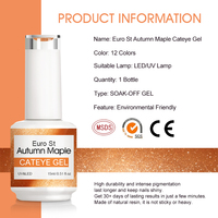 Westink Euro St Vernis Gel Effet Œil de Chat Automne Couleur Luxe avec Vernis Gel Magnétique Classique Effet Œil de Chat 15ml Bouteille Gel UV