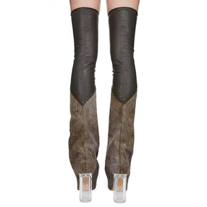 Custom Style Women Skintight Over <b>Knee</b> <b>High</b> Boots Loose Pointed Toe Long Pants Booties <b>High</b> Chunky Heels Shoes - Product Image 4