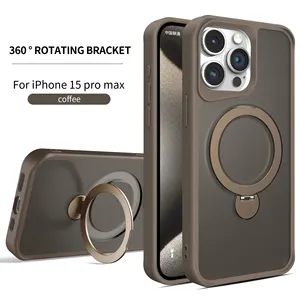 Étui de téléphone portable à anneau rotatif magnétique fort 360 pour iPhone 15 pro 14 plus 13 promax 12 11