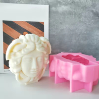 J1178 Produit populaire Serpent Cheveux Figure Bougies de cire Moule en silicone Sculpture grecque Visage Méduse Buste Moule à bougie