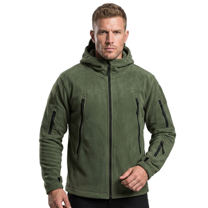 Keven Impex Men's Lightweight <b>Hooded</b> <b>Fleece</b> <b>Jacket</b> Stand Collar Waterproof Breathable Zipper Pockets Front Polyester Fabric - Product Image 1