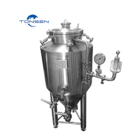 Cuve de Fermentation 100L en Acier Inoxydable de Haute Qualité, Contrôlée par PLC, avec Enveloppe de Refroidissement à Cavités pour Mini-Bière Artisanale