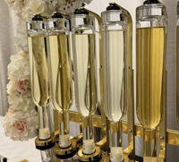 Support de Présentation de Parfums de Luxe 375ml 6 Bouteilles avec Buse Dorée, Distributeur de Parfum pour Bar à Parfums, Présentoir de Senteurs pour Mariage avec Support Métallique