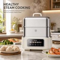 Penghangat Makanan Listrik Stainless Steel 304 2 Lapis Kontrol Sentuh Digital untuk Dapur Rumah Tangga