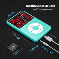 Lecteur MP3 de haute qualité avec Bluetooth, son HiFi, mémoire de 128 Go, 35 heures de lecture, lecteur de musique portable pour la course à pied, la salle de sport, les voyages