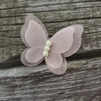 Accessoire coréen DIY fait main, applique papillon 3D en organza à double perle, à coudre pour vêtements et chapeaux d'enfants