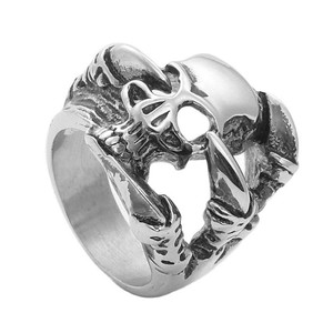 Anillo de Esqueleto Plateado para Hombre, Estilo Punk, Acero Inoxidable, Calavera Hueca, Joyería, Regalo 260124 - Product Image 1