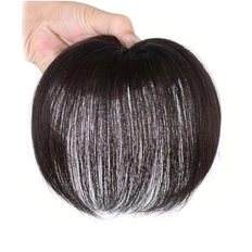 Tupé de pelo blanco natural para mujer, bonito postizo de ventilación con flequillo, función de retoque oculto para el cabello - Product Image 1