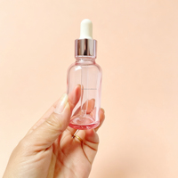 Flacon compte-gouttes en verre rose 30 ml, flacon transparent pour huile essentielle et sérum, flacon échantillon cosmétique portable pour soins de la peau