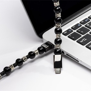 Buddhist Bead Bracelet Charging <b>Cable</b> Type C Black 0.5m Mobile Phone Fast Charging <b>Cable</b> - Product Image 1