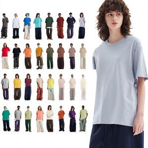 AG001140S T-shirt uni en pur coton à double fil, manches courtes, col ras du cou, pour garçons et filles, été, sport, décontracté, adolescent, passe-partout - Product Image 1