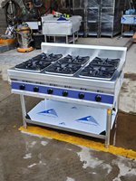 Kompor Gas komersial 2/4/6/8 pembakar, kompor Gas baja tahan karat dan kompor Jarak Jauh wajan perak dapur tahan lama untuk Hotel