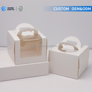 FAVORCRAFTS Boîtes à emporter personnalisées en <span class=keywords><strong>papier</strong></span>, boîtes de boulangerie pliables avec fenêtre, en carton blanc, pour gâteaux et aliments, avec poignée - Product Image 1