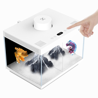 Acuario de Vidrio Ecológico Inteligente para Escritorio con Luz de Control Remoto, Calentador, Comedero, Filtro y Bomba de Agua
