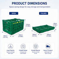 Caisse en plastique PP pliable, empilable et emboîtable HUADING 530*360*315 mm avec base renforcée pour le transport de produits sur de longues distances