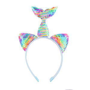 Banda para el cabello con cola de sirena, <span class=keywords><strong>tocado</strong></span> dulce de princesa, diadema de cola de sirena para fiesta de niñas coloridas - Product Image 4