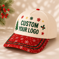 Casquette de baseball personnalisée avec broderie de Noël, cadeau de vacances, casquette snapback avec logo personnalisé, visière imprimée flocon de neige, OEM ODM