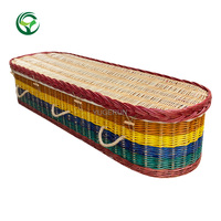 Cercueil en saule arc-en-ciel tissé à la main, style européen, biodégradable, écologique et personnalisable pour adultes, plusieurs tailles et couleurs