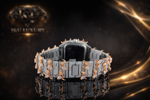 Reloj de Diseño Personalizado con Espinas, Incrustaciones de Diamantes, Dos Tonos en Oro Rosa, Esfera Cuadrada, Movimiento Automático, Joyería Hip Hop para Hombre - Product Image 3