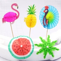 Piques à cocktail créatives, piques à nourriture flamant rose, ananas, cocotier pour la décoration de boissons et de plateaux froids, fournitures de fête tropicales
