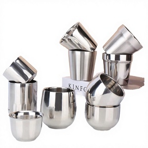 Gobelet en acier inoxydable à double paroi, design classique, sans pied, pour cocktail, vin rouge, verres à flûte métalliques - Product Image 2