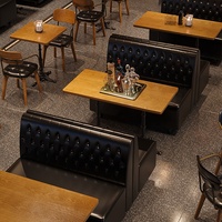 Kleine Taverne Cafe BBQ Retro Restaurant Möbel Komfortable Industrial-Style Clear Bar Massivholz Tisch Stuhl Set für Cafe BBQ
