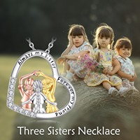 Colliers pour femmes en argent sterling 925 avec pendentif cœur, colliers d'amitié infini pour sœurs et filles, bijoux, cadeaux d'anniversaire, vente en gros