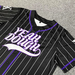 Jersey de béisbol negro personalizado, diseño de sublimación, jersey de béisbol clásico a rayas de alta calidad - Product Image 6