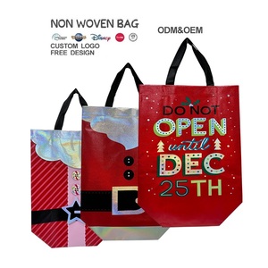 Bolsa de Mano Roja Personalizada con Logotipo para el Día de Navidad 2025, Precio de Fábrica, Bolsas de Mercado de Tela No Tejida, Bolsas de Colores Brillantes para Navidad - Product Image 1