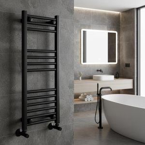 Porte-serviettes noir au design moderne, étagère à serviettes double couche pour salle de bain - Product Image 4