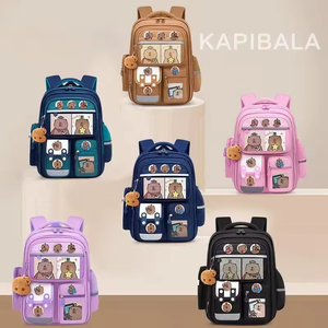 Mochilas Capybara Unisex School <b>Backpack</b> Large Capacity Waterproof Pupil Bag with Custom Logo Zipper and Stylish <b>Cartoon</b> Girls - Product Image 3
