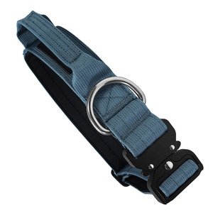 Ensemble collier et laisse tactiques bleus de qualité supérieure pour chien, collier réglable pour chiens de taille moyenne à grande, pour la promenade et l'entraînement, personnalisation disponible - Product Image 1