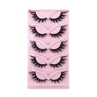 Faux cils entiers en cheveux synthétiques, épais, bouclés, effet œil de renard, queue allongée, 10 paires sur plateau, fabriqués par Pingdu