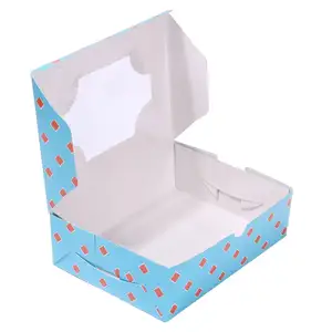 New design square fast food box small pastry brownie paper biscuits packing box dessert boxes with window