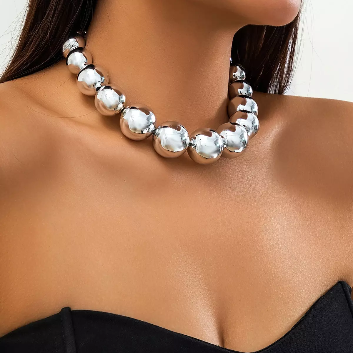 CHIEKO+】Big ball necklace silver