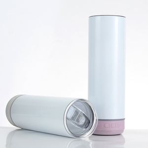 Gobelet isotherme en acier inoxydable de 20 oz avec haut-parleur Bluetooth, recharge USB, pour usage domestique, blanc vierge pour sublimation - Product Image 3