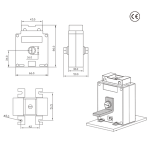 Transformador de corriente eléctrica de bajo voltaje CT, serie YADA, certificación CE, 60A, entrada, 5A, 1A, salida, CA, 660V - Product Image 6