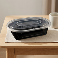 Boîte à lunch jetable en PP de qualité alimentaire, sans BPA, compatible micro-ondes, avec couvercle et compartiments, design rectangulaire ou ovale, pour plats à emporter, snacks et rôtis