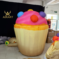 Ballon gonflable coloré en forme de cupcake pour la décoration de fête sur le thème des bonbons, modèle gonflable de crème glacée pour fête d'anniversaire