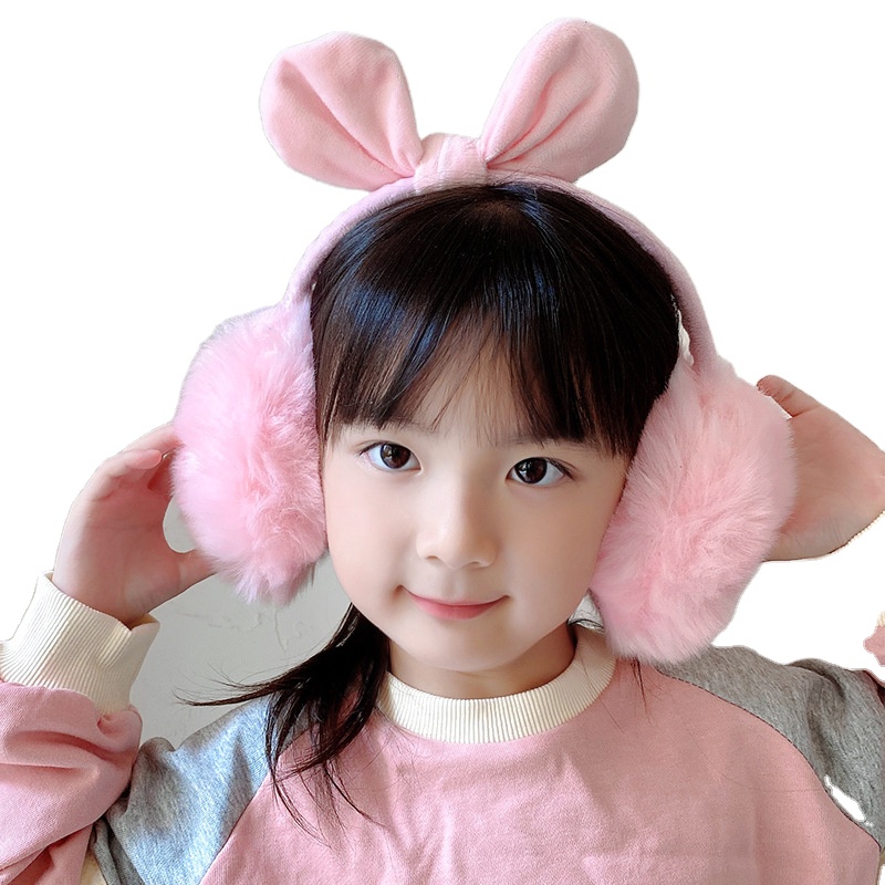 Высококачественные детские наушники, мягкие плюшевые наушники, чехол для наушников с кроличьими ушками, милая меховая шапка с откидным клапаном, детские наушники для девочек, головной убор, зимние детские наушники