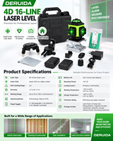 DERUIDA Niveau laser vert auto-nivelant 12 lignes, rotatif à 360 degrés, avec support de plateforme élévatrice et kit d'accessoires